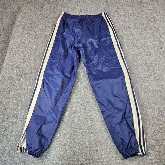 adidas Other - Vintage Adidas Team Navy Blue White Stripe Nylon Track Pants 2001 Mens Small
